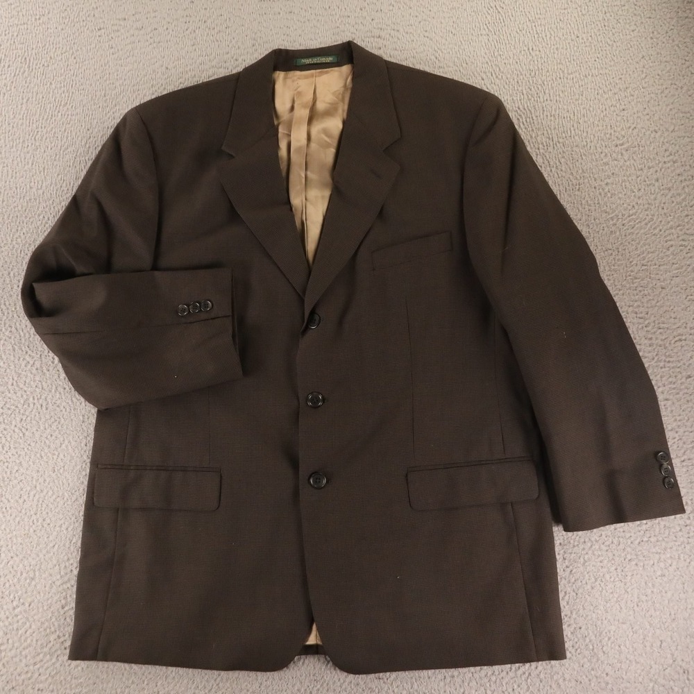 VTG Brandini Jacket 44R L Brown Houndstooth 100% Wool Blazer